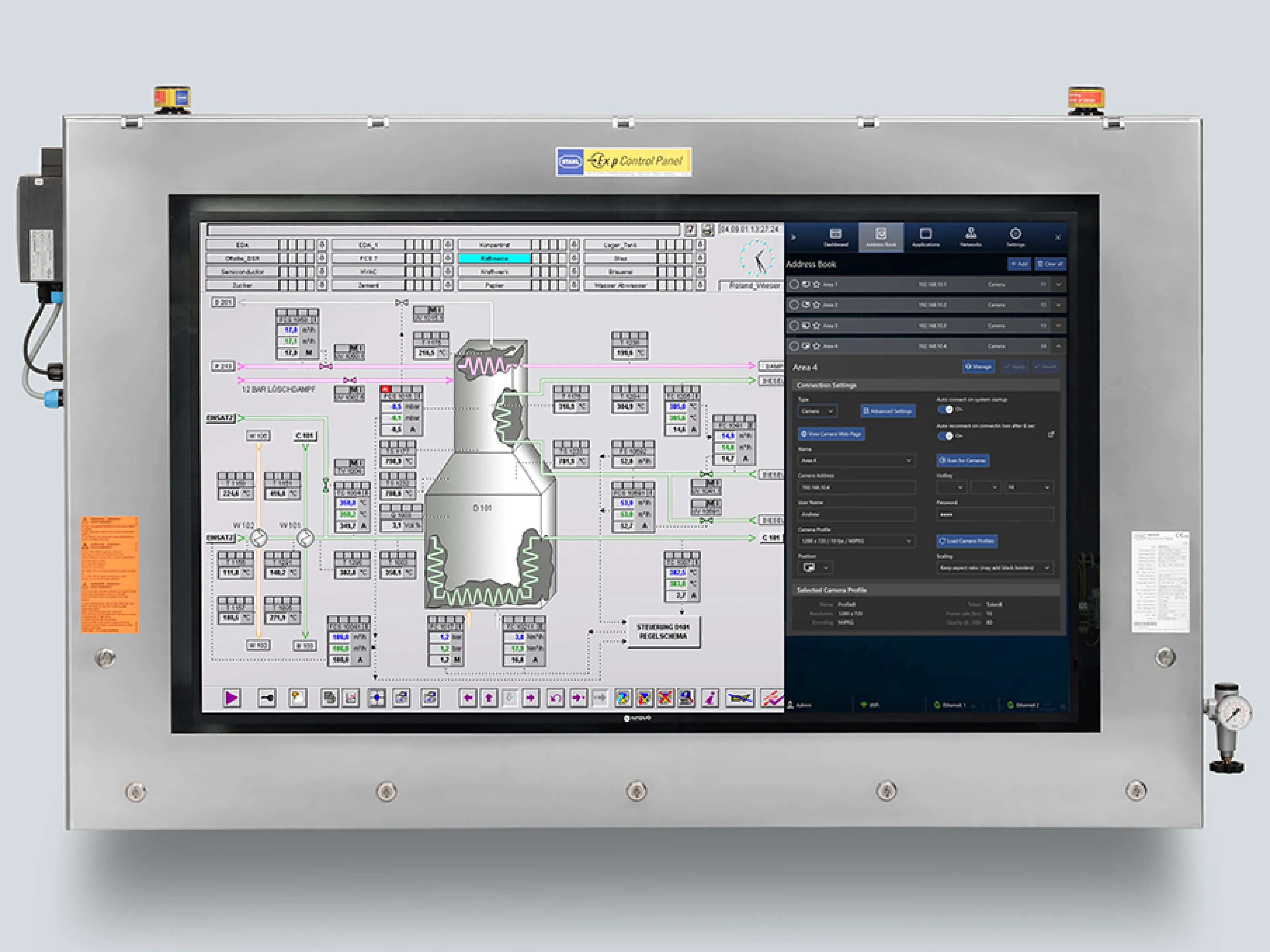 Großformatige Prozessvisualisierung im Ex-Bereich: Der neue 55-Zoll-Industrie-Monitor mit Remote-Anbindung ermöglicht sicheres und effizientes Shopfloor Monitoring direkt vor Ort in explosionsgefährdeten Zonen, Bild: R. Stahl Großformatige Prozessvisualisierung im Ex-Bereich: Der neue 55-Zoll-Industrie-Monitor mit Remote-Anbindung ermöglicht sicheres und effizientes Shopfloor Monitoring direkt vor Ort in explosionsgefährdeten Zonen